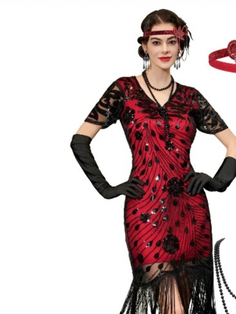 YESSA Great Gatsby Dresses for Women,V Neck Flapper Dresses 1920s Dresses